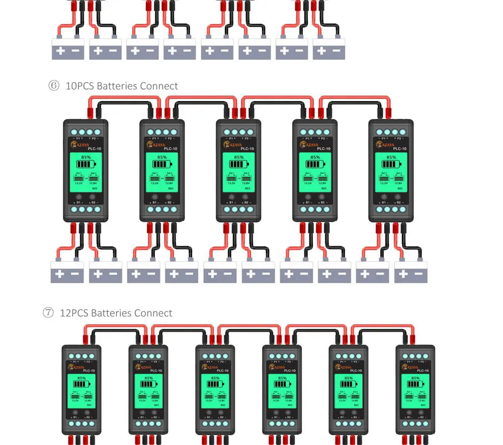 MAZAVA  PLC-10 HX02 Battery Balancer  2S 4S 12V 24V 36V 48V 96A ctive LCD Lead Acid Li li-ion LiFePO4 Battery Equalizer Monitor