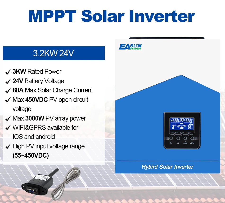 Hybrid Solar Inverter 6.2KW 4.2KW 3.2KW 2.2KW Solar Inverter Controller 12V 24V 48V 120A MPPT Hybrid Inverter with WIFI Off Grid