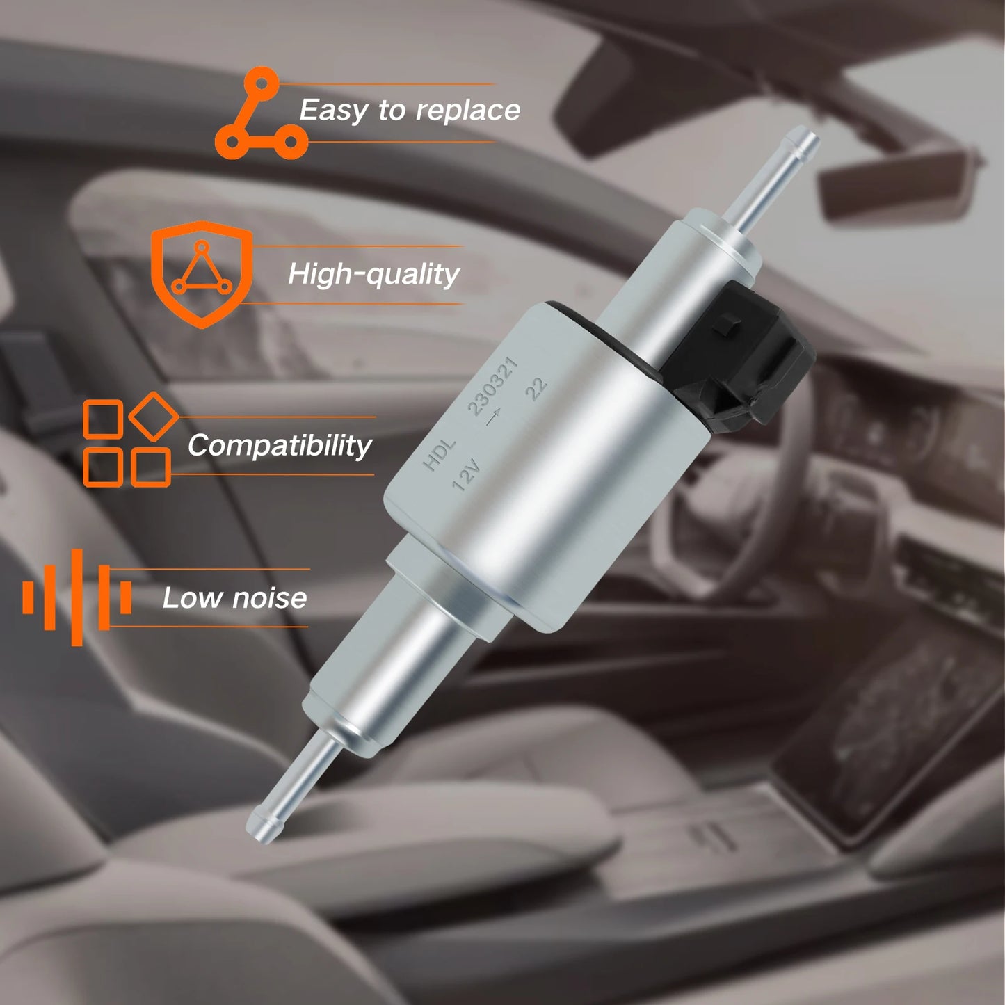 Auto Diesel Heater Oil Fuel Pump 12/24V Low Noise 22ML Pulse Metering Gas Inline Air Heater Fuel Pump Car Diesel Heater 2/5/8KW