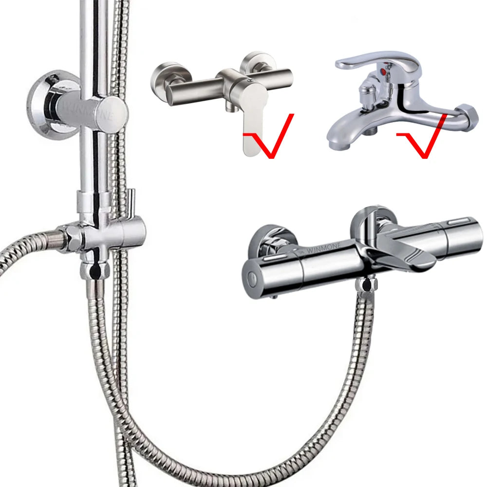 Split Shower Column Set Bathroom Faucet Single Cold Mixer Water Tap System Bathtub Taps Rainfall Shower Head Accessories Adapter