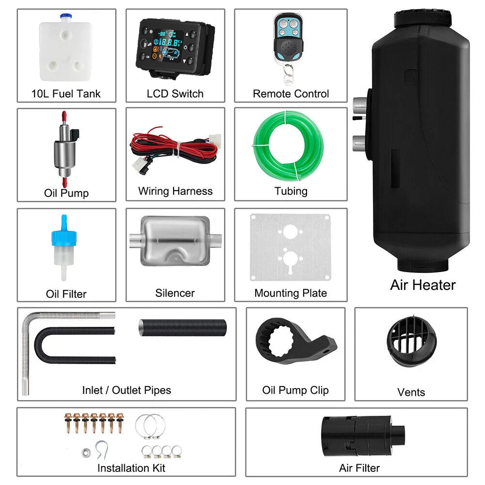 12V 5KW Diesel Air Heater 5000W 24V Portable Parking Heater Saving Fuel&Efficient with Digital Monitor for Trucks Boat Van Car