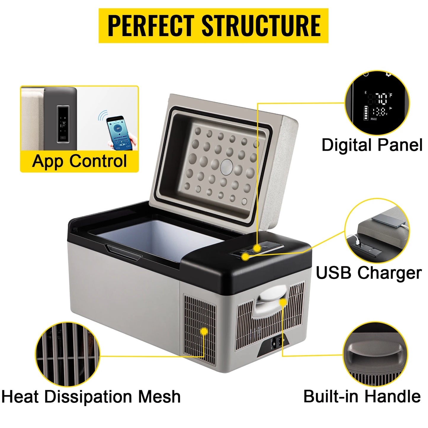 Sihao Car Refrigerator 15L-50L Mini Fridge Freezer Portable Compressor Cooler 12/24V DC 110-240V Ice Box Driving Camping Picnic