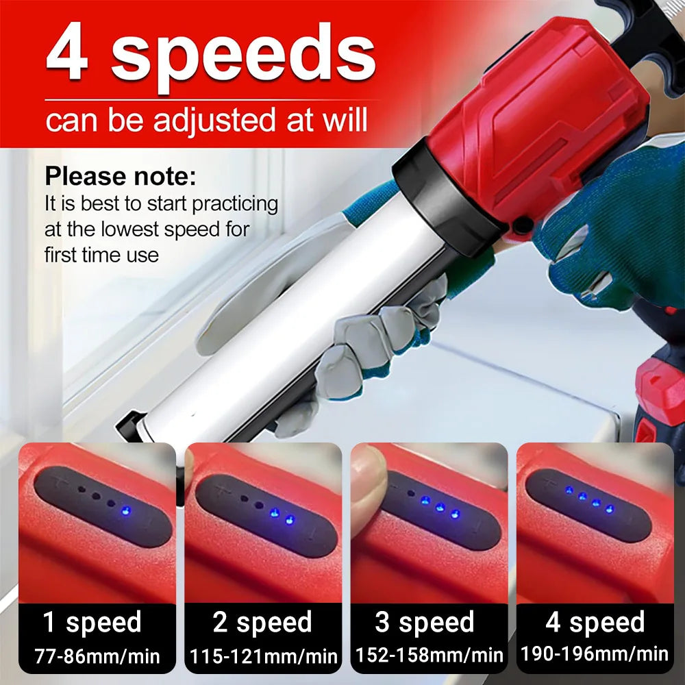 4 Gear Speed Electric Caulking Gun for Makita 18V Battery Cement Glass Adhesive Glue Seal Sealant Tool Silicone Gun (No Battery)