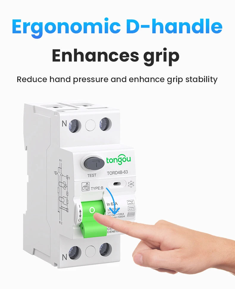 RCCB RCD DC Electric Vehicle EV Charging Pile Residual Current breaker  2P 63A 30mA Type B 10KA  Din Rail Earth Leakage TONGOU