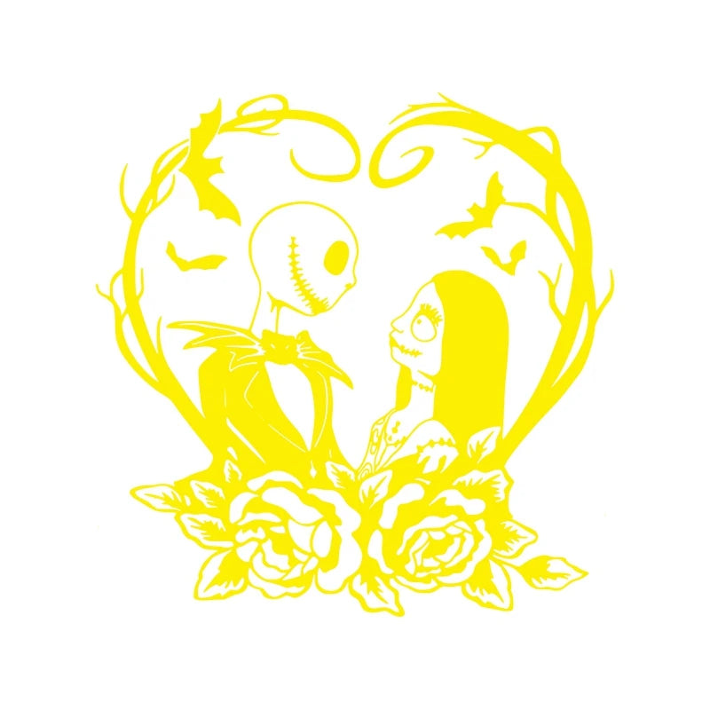 Jack and Sally Vinyl Art Sticker Car Window Bumper Decor, Graphic New Decal Jack Sally Love Stickers For Laptop Halloween Gift