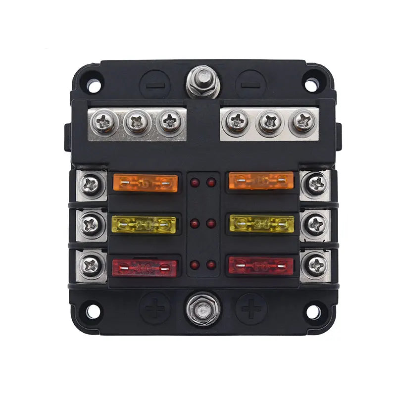 ACCESTING 6/12 Way Blade Fuse 12-24V Car Boat Fuse Box Holder With Plastic Cover For Power Panel Board Camper RV Accessorie