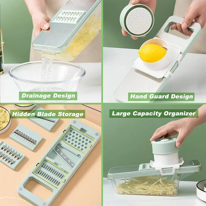 Vegetable Slicer Grater chopper cutter tools 6 Blades home kitchens mandolinon utensils gadgets accessories Chopping garlic