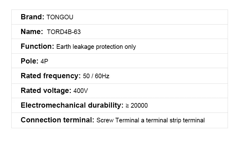 RCCB RCD DC Electric Vehicle EV Charging Pile Residual Current breaker  2P 63A 30mA Type B 10KA  Din Rail Earth Leakage TONGOU