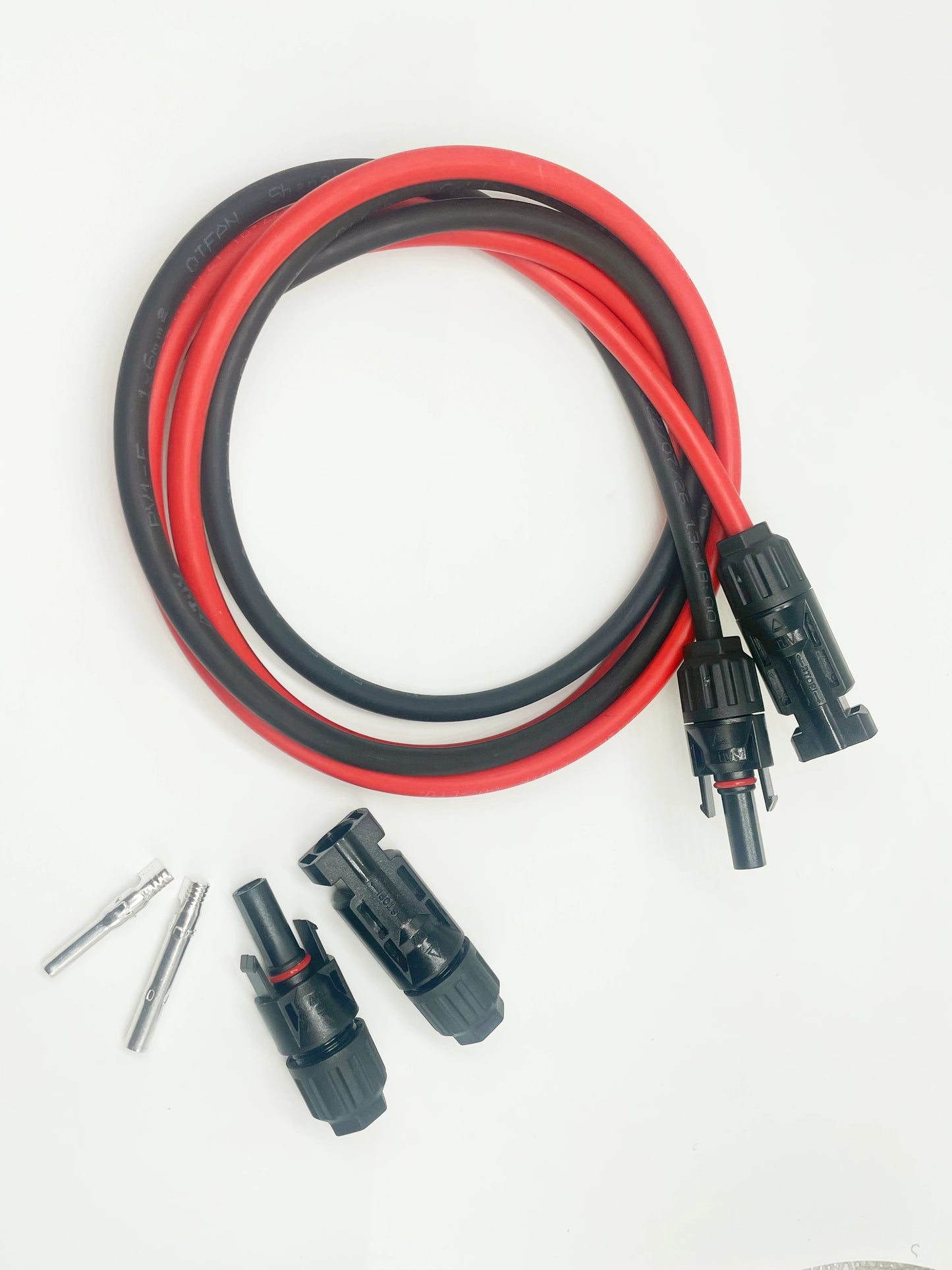 1Pair of Solar Extension Cables with Pair of Male and Female Connectors 10/12/14/16AWG Tinned Copper Solar Cables for PV Systems