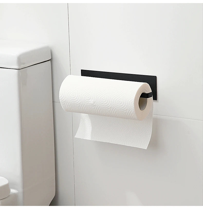1/2pcs Punch-free Paper Towel Holder Stainless Steel Kitchen Under Cabinet Roll White Black Bathroom Wall-mounted Tissue Hanger