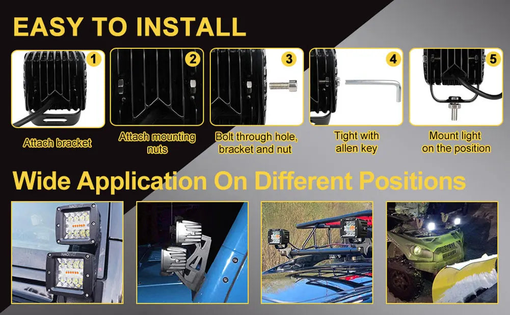 NAOEVO 120W Auto Led Light Bar 3inch Pods Work Light DRL 4x4 Truck Fog Lamp12V 24V for Jeep Tractors Boat ATV Motorcycle