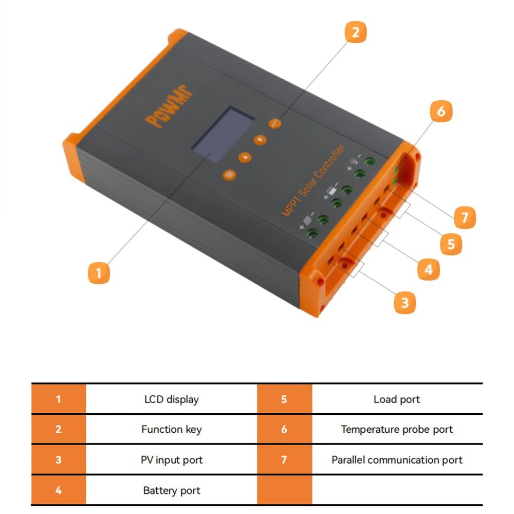 PowMr 60A MPPT Solar Charge Controller 3 Stages Charging for 12V 24V 36V 48V Battery 160VDC Solar Panel Can Parallel 12 Units
