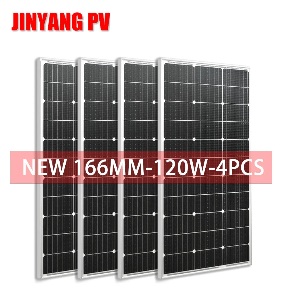 120W 240W 360W 480W Glass Rigid Solar Panel 18V Photovoltaic Panel Monocrystaillne Solar Cell12V/24V Battery Charger Home Roof