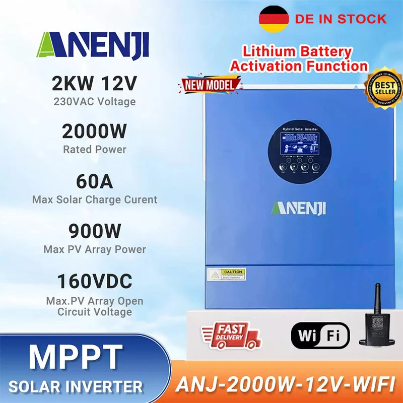 Hybrid Solar Inverter 11KW 6.2KW 4.2KW 2KW MPPT Pure Sine Inverter 48V 24V 12V Built-in 160A 120A 100A  Solar Charger PV 500VDC