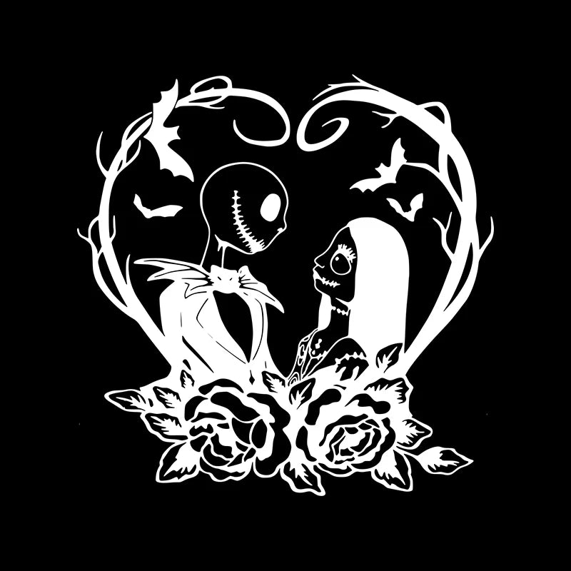Jack and Sally Vinyl Art Sticker Car Window Bumper Decor, Graphic New Decal Jack Sally Love Stickers For Laptop Halloween Gift