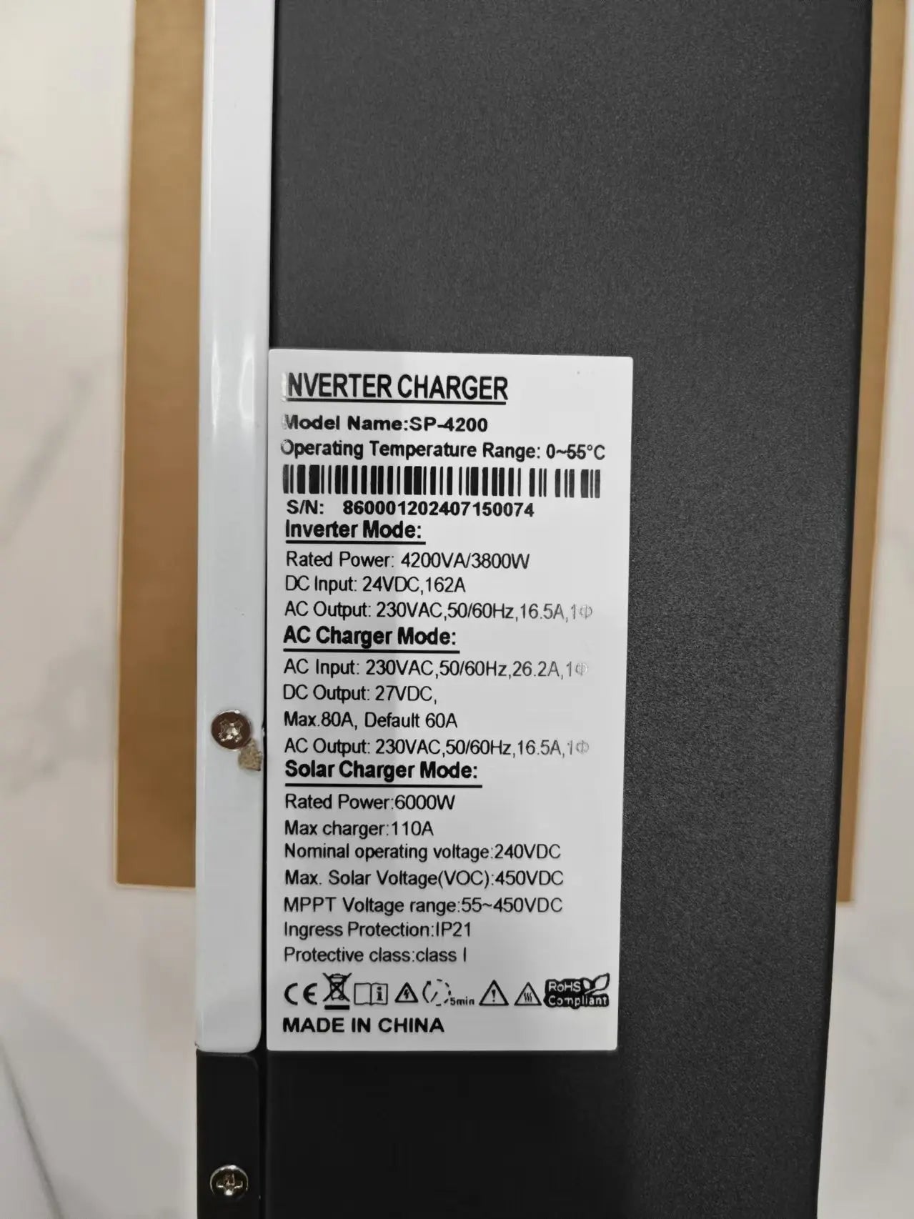 DAXTROMN 3.8KW 3800W Hybrid Solar Inverter 24V 48V 220VAC Pure Sine Wave Inverter MPPT Off Grid Solar Inverter Charger