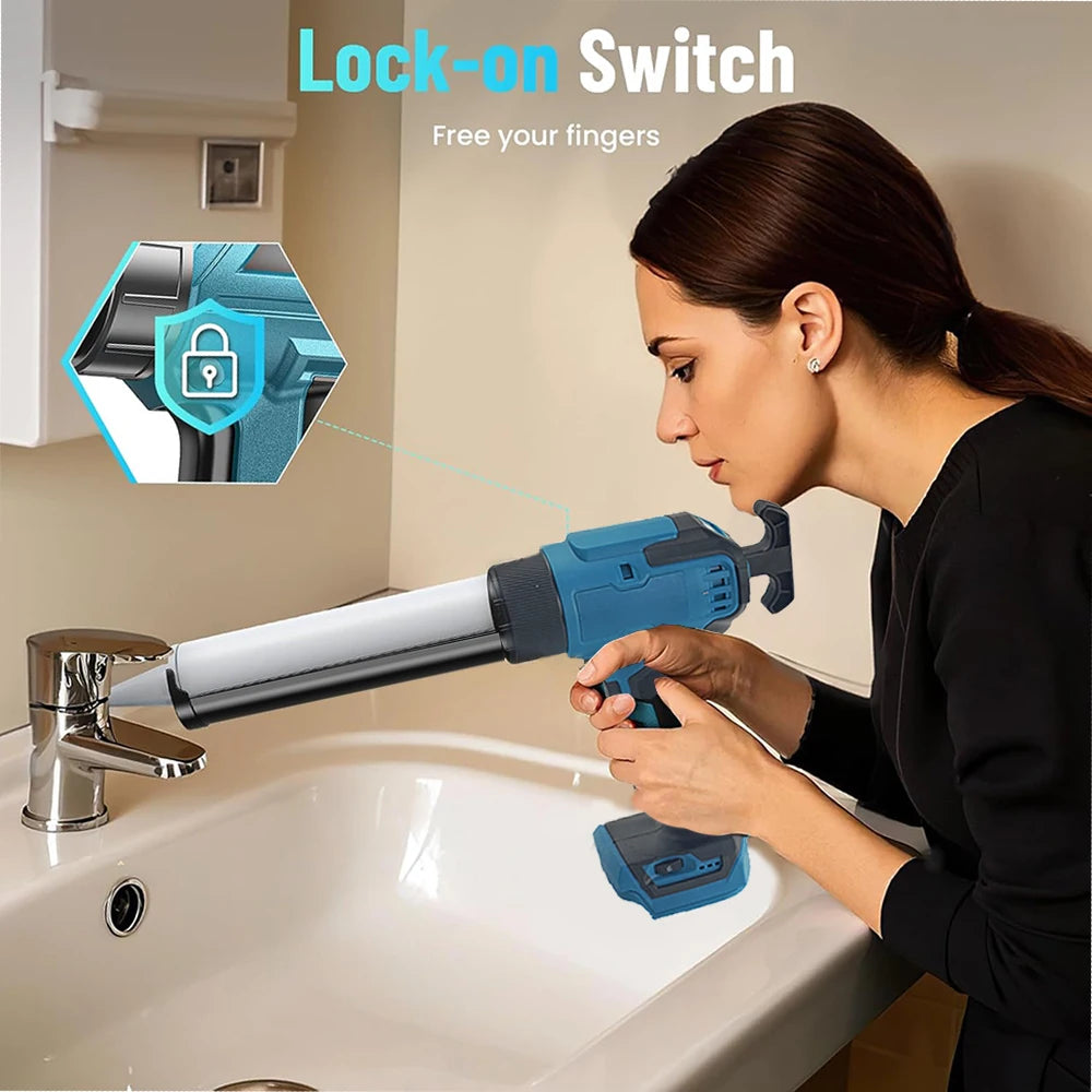 For Dewalt 20V 18V Battery Cordless Caulking Gun 6 Adjustable Speeds Glass Electric Silicone Gun Toolswith LED Light NO Battery