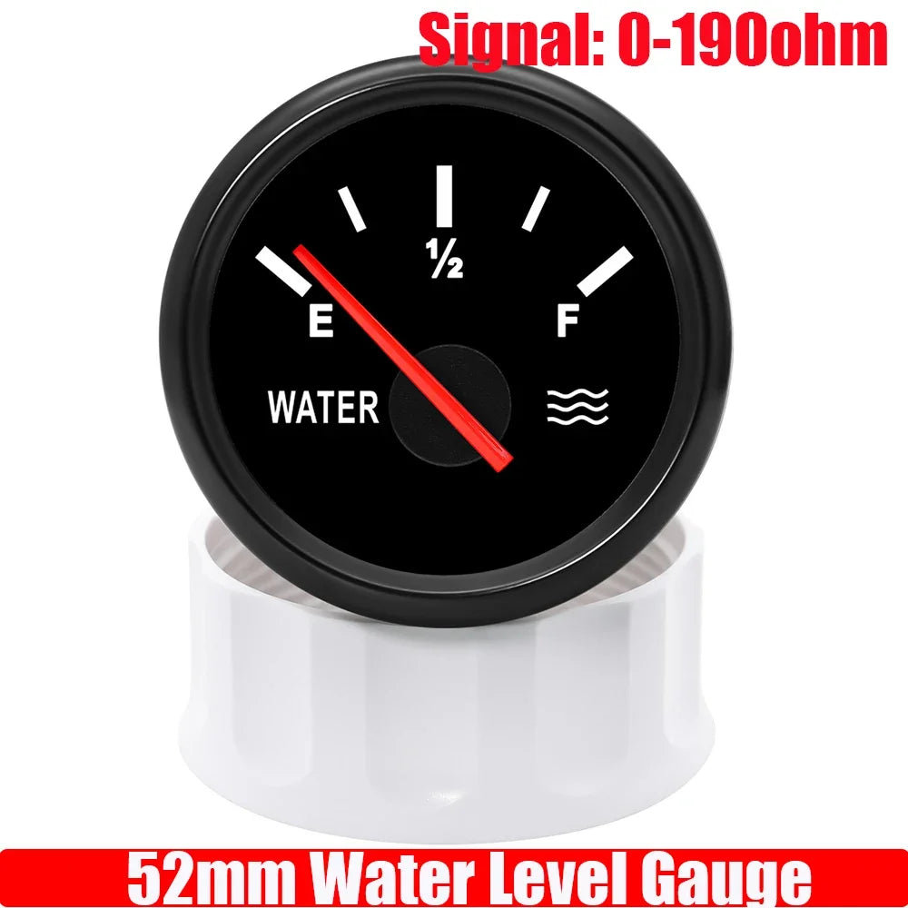 Water Level Sensor+52mm Water Level Meter Tank Indicator With Red Backlight 0-190Ohm Water Level Gauge for Car Boat 9-32V Custom