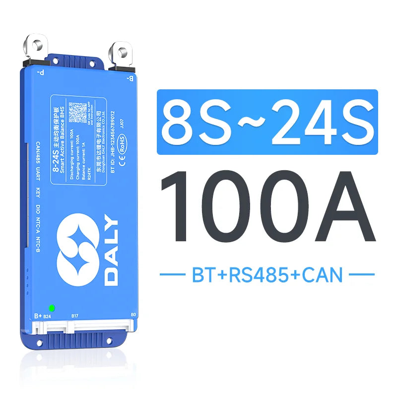 Daly Smart BMS 4s lifepo4 bluetooth Wifi bms 8S 24S 40A 60A 80A 100A Active Balance bms 16s 48v