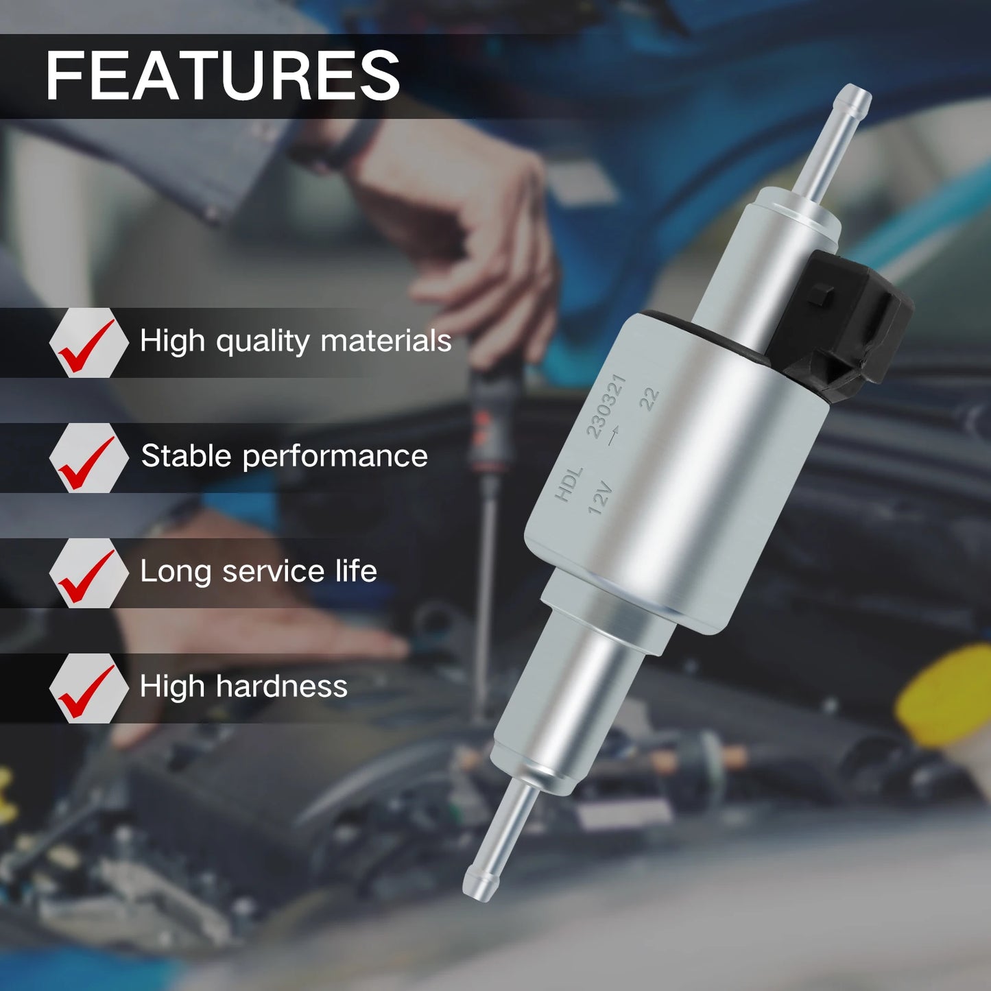 Auto Diesel Heater Oil Fuel Pump 12/24V Low Noise 22ML Pulse Metering Gas Inline Air Heater Fuel Pump Car Diesel Heater 2/5/8KW