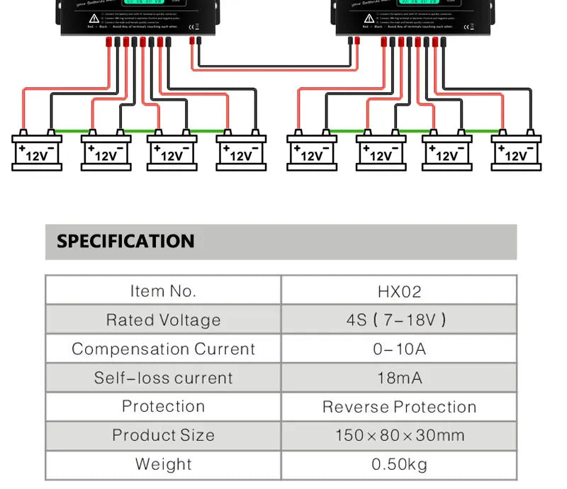 MAZAVA  PLC-10 HX02 Battery Balancer  2S 4S 12V 24V 36V 48V 96A ctive LCD Lead Acid Li li-ion LiFePO4 Battery Equalizer Monitor