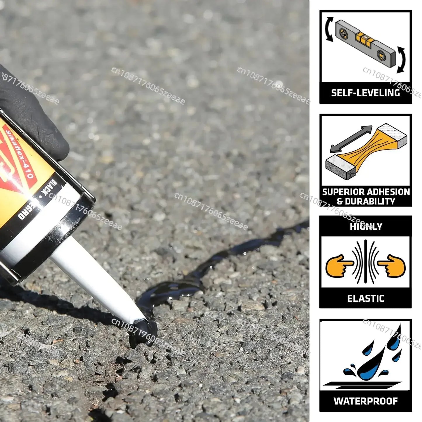 Asphalt & Concrete Sealant Bundle 6 9 Fl.oz. 410 Black Cartridges  1 10.1 Fl.oz. Gray Sikaflex Crac