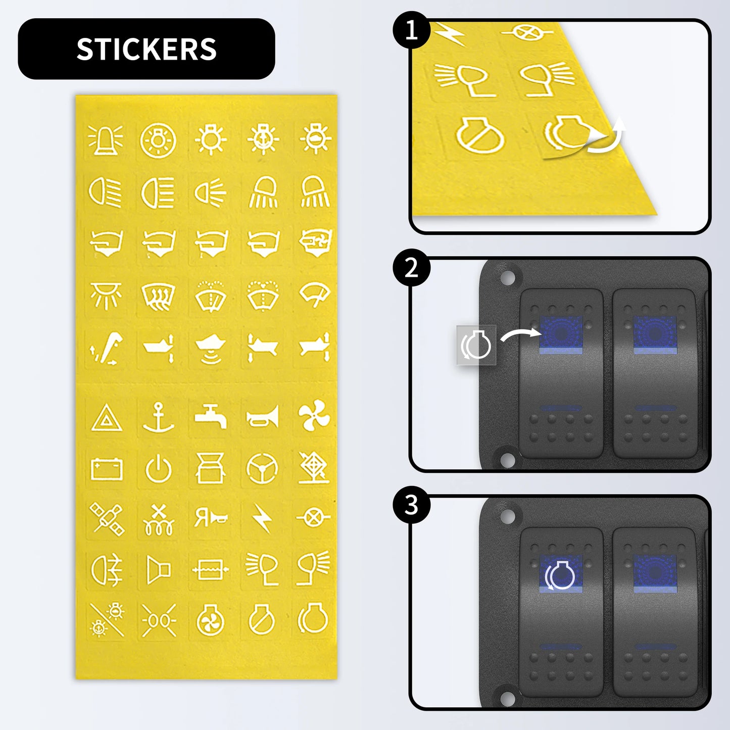 DaierTek 7 Gang Rocker Switch Panel Marine Boat Switch Panel Waterproof with USB Charger Voltmeter for Auto Vertical UTV Truck