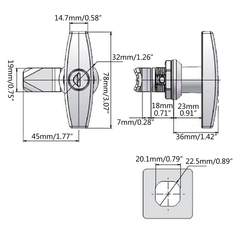 QM82 Universal Zinc Alloy T-Handle Cabinet Door for Latch Lock for Trailer Caravan RV Truck Canopy Toolbox Hardware Accessori