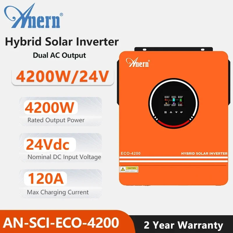 Solar Off Grid Inverter Hybrid 3600W 4200W 6200W Hybrid Solar Inverter Controller 24V 48V 220V 120A MPPT Hybrid Inverter