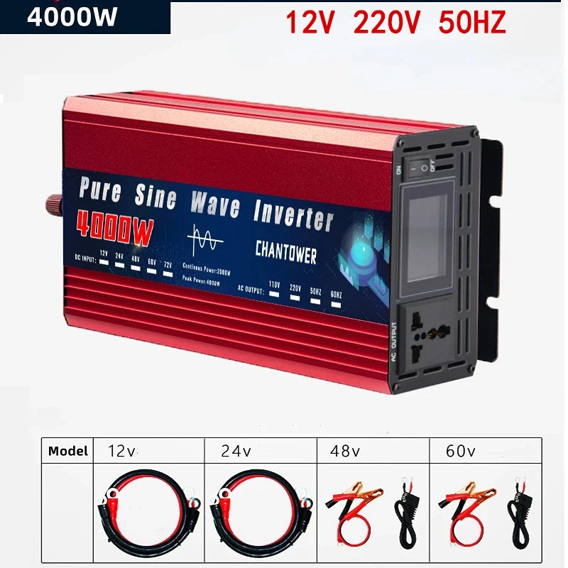 4000W 5000W Inverter 12V 220V 24V 110V Pure Sine Wave Inverter DC To AC Portable Power Voltage Converter Solar Car Inverter