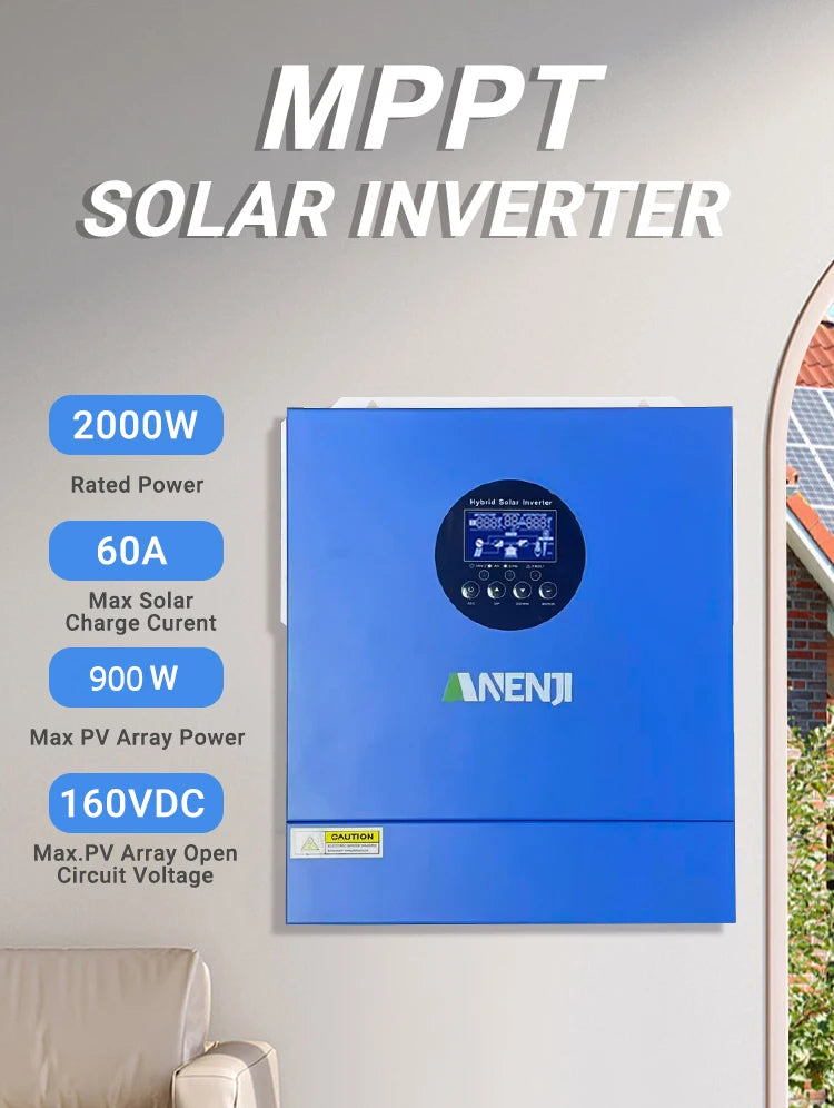 Hybrid Solar Inverter 11KW 6.2KW 4.2KW 2KW MPPT Pure Sine Inverter 48V 24V 12V Built-in 160A 120A 100A  Solar Charger PV 500VDC