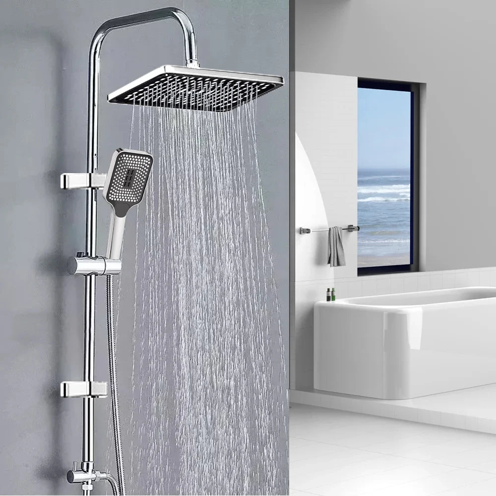Split Shower Column Set Bathroom Faucet Single Cold Mixer Water Tap System Bathtub Taps Rainfall Shower Head Accessories Adapter