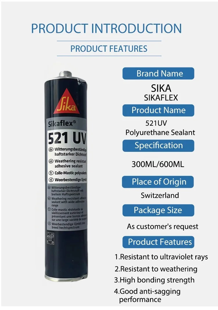 Original Sika Sikaflex 521 UV Resistant Polymer Sealant Waterproof Low Modulus STP Adhesive Sealant 300ML/600ML