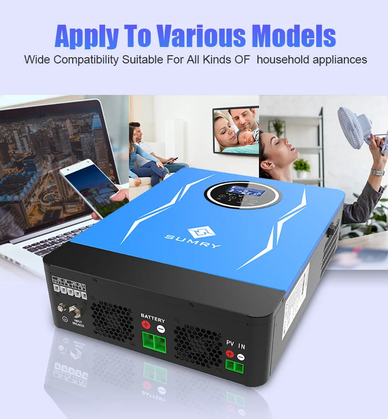 SUMRY Hybrid Inverter Off Grid 3kw 3.8kw 6.2kw 24v 48V AC220-240V Solar Inverter MPPT Pure Sine Wave Inverter