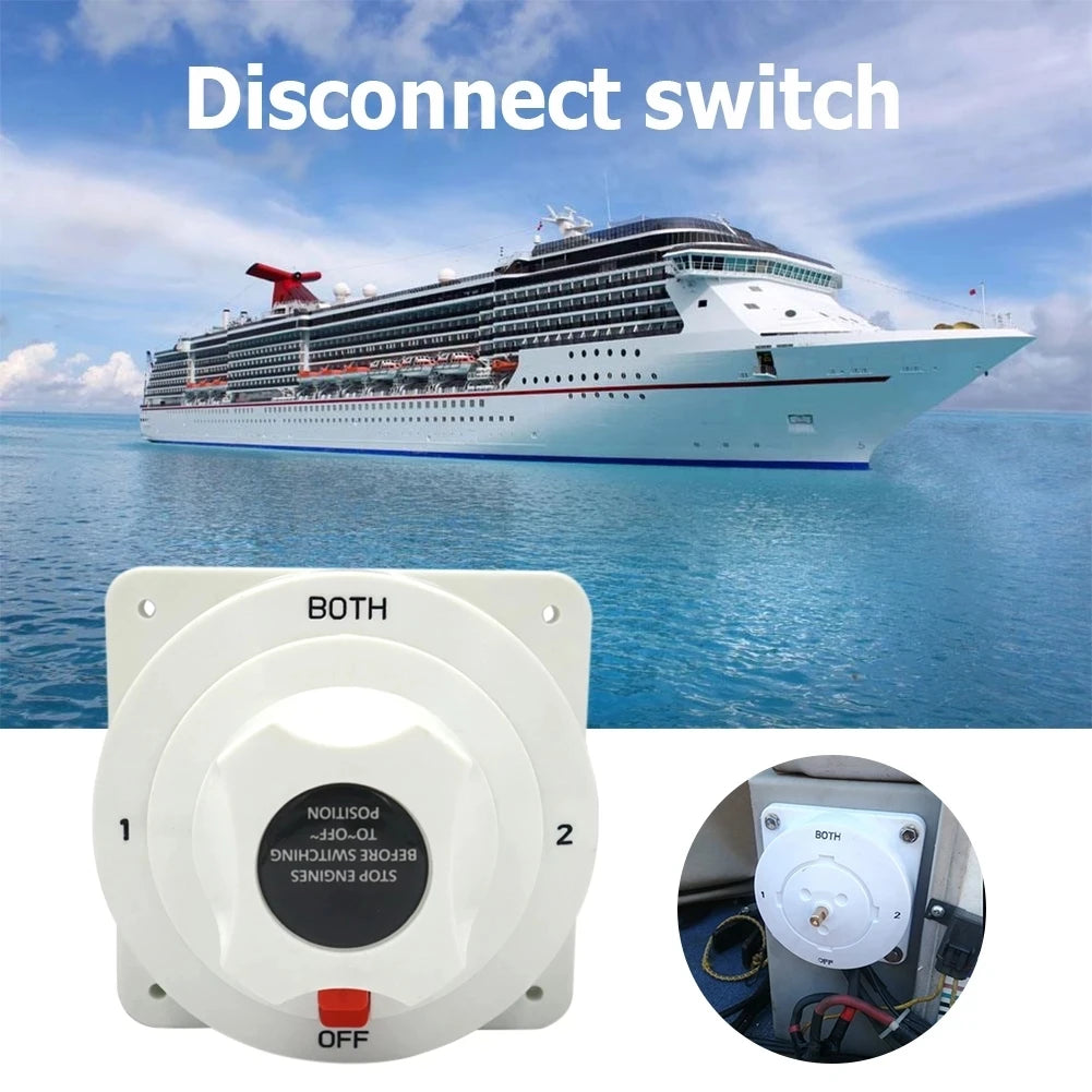 1 Off 2 Both White Distribution Marine Boat Battery Switch Marine Dual Battery Selector Switch For Camper Boat RV Motor Turck