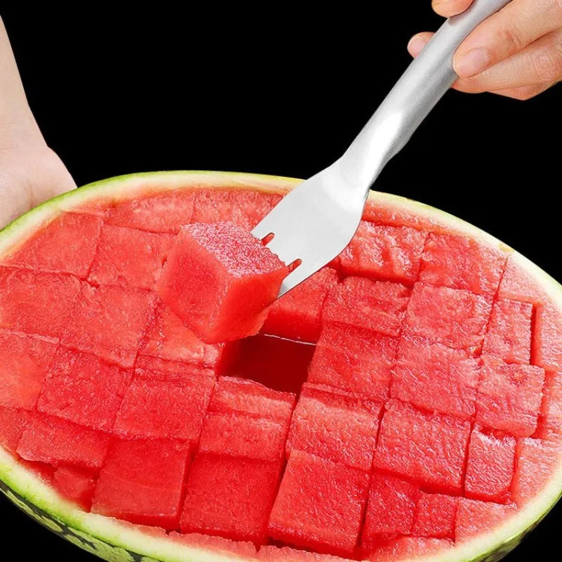 Stainless Steel Watermelon Cutter, Fancy Cutting Slicer, Kitchen Multifunctional Fruit Fork, MangoTool,Home Gadgets