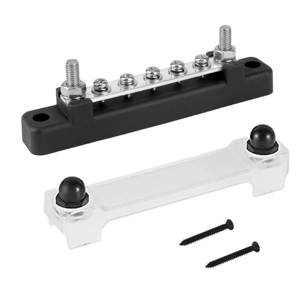 M6 12V Terminal Block Bus Bar 1/4 Inch Stud 150A Electrical Power Distribution Block Bus Bar for Truck Boat Camper RV Caravan