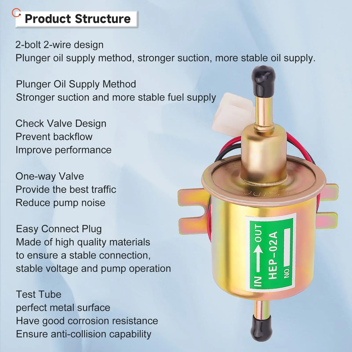 12V/24V Universal Electric Fuel Pump Low Pressure Bolt Fixing Wire Diesel Petrol HEP-02A For Car Carburetor Motorcycle ATV