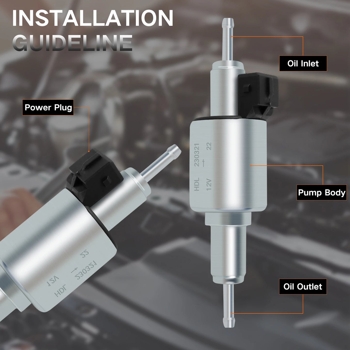 Auto Diesel Heater Oil Fuel Pump 12/24V Low Noise 22ML Pulse Metering Gas Inline Air Heater Fuel Pump Car Diesel Heater 2/5/8KW