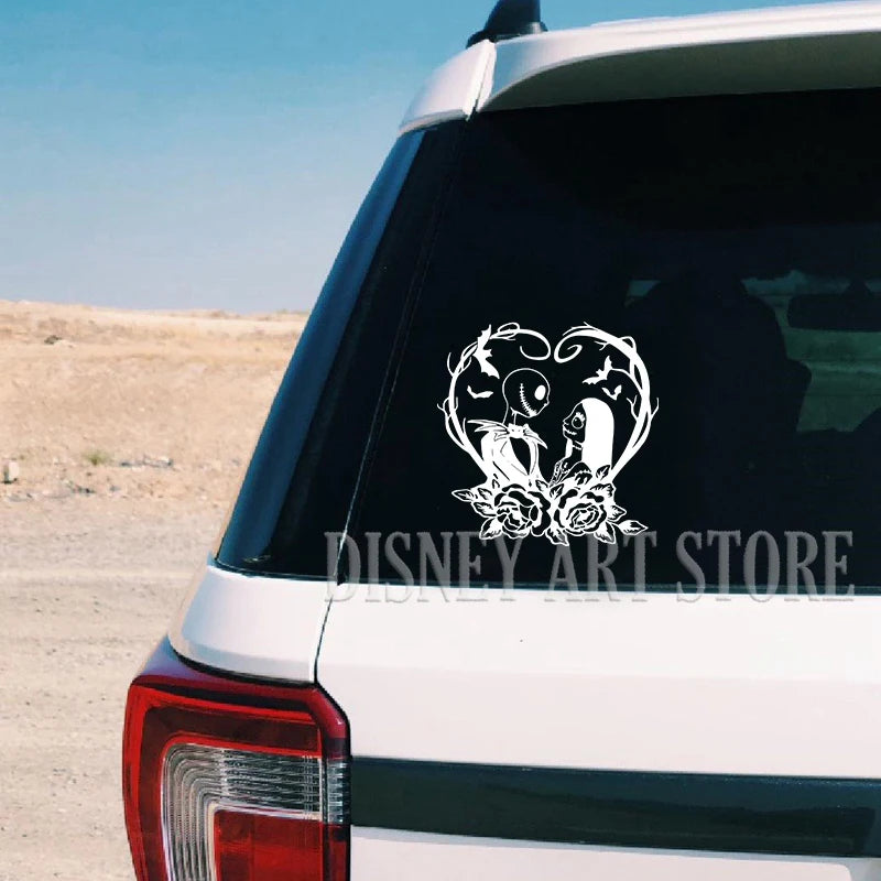 Jack and Sally Vinyl Art Sticker Car Window Bumper Decor, Graphic New Decal Jack Sally Love Stickers For Laptop Halloween Gift