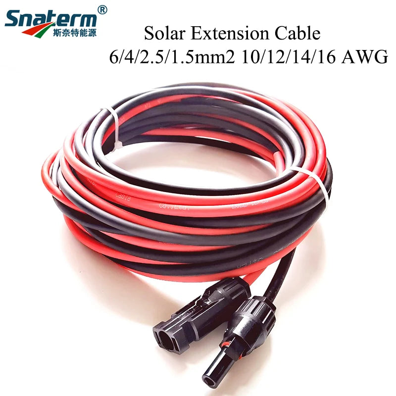 1 Pair Female and Male Single head solar extension wire cable PV wire 6/4/2.5/1.5 mm2 Solar PV Cable 1M 2M 3M 5M 8M 10M Meters