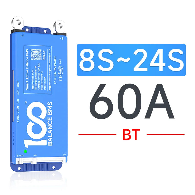 Daly bms Smart BMS 4S lifepo4 bluetooth Wifi bms 8S 24S 40A 60A 80A 1A active balance bms 16s 48v lifepo4 bms Lifepo4 100A
