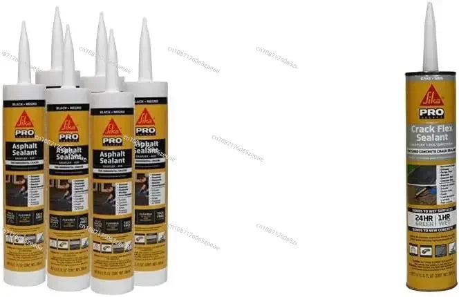Asphalt & Concrete Sealant Bundle 6 9 Fl.oz. 410 Black Cartridges  1 10.1 Fl.oz. Gray Sikaflex Crac