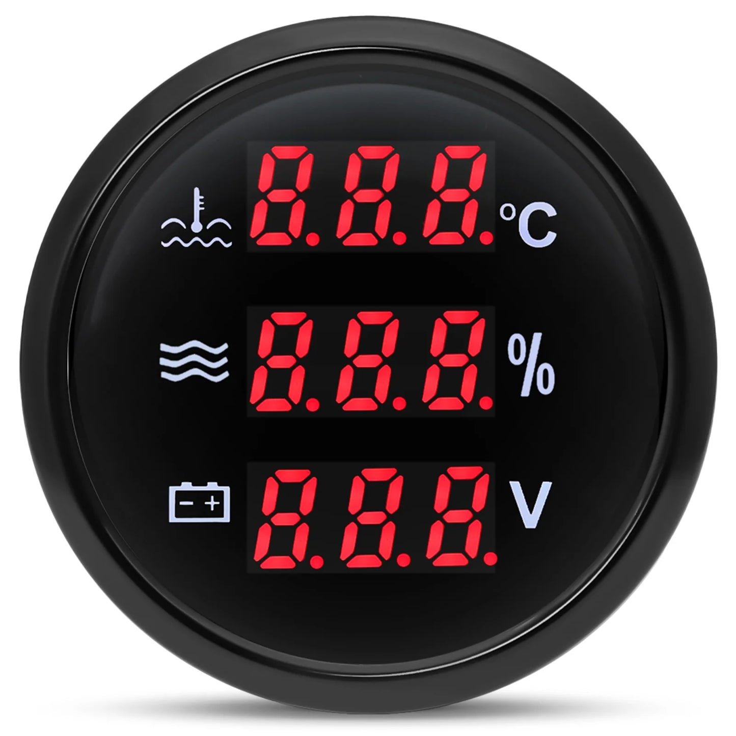 Red Backlight Digital 52mm Gauge Multifunctional Water Temp+Water Level+Voltage with Alarm Sensor for Car Boat Yacht DC12V 24V