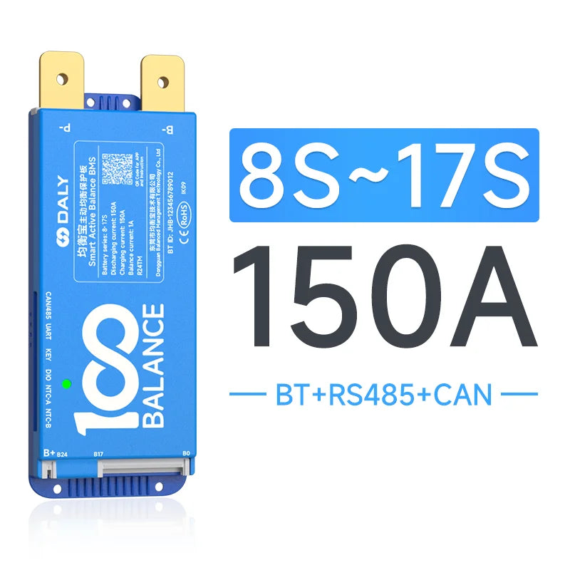 Daly bms Smart BMS 4S lifepo4 bluetooth Wifi bms 8S 24S 40A 60A 80A 1A active balance bms 16s 48v lifepo4 bms Lifepo4 100A