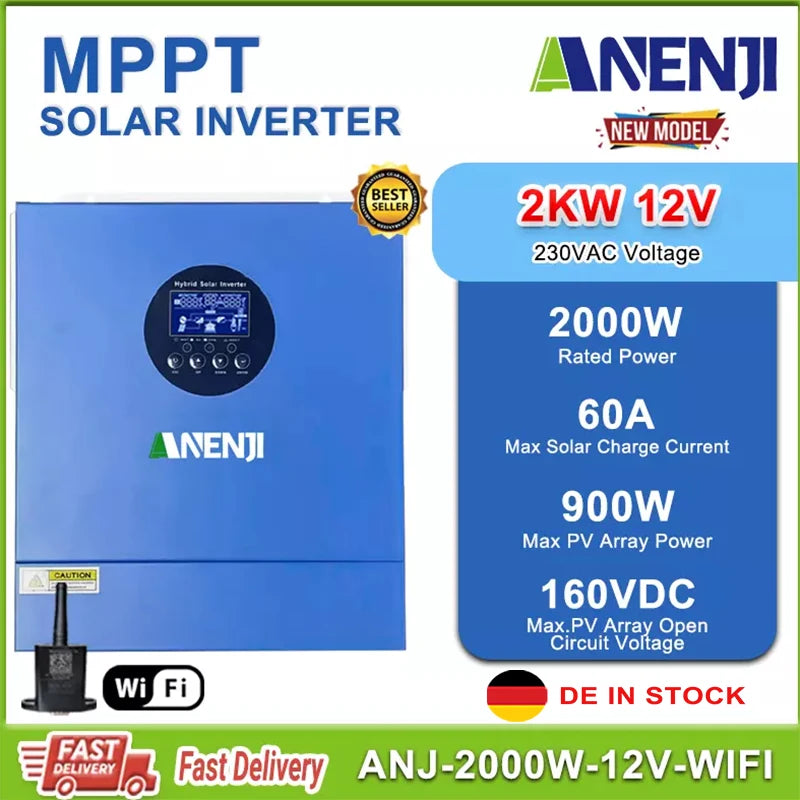 Hybrid Solar Inverter 11KW 6.2KW 4.2KW 2KW MPPT Pure Sine Inverter 48V 24V 12V Built-in 160A 120A 100A  Solar Charger PV 500VDC