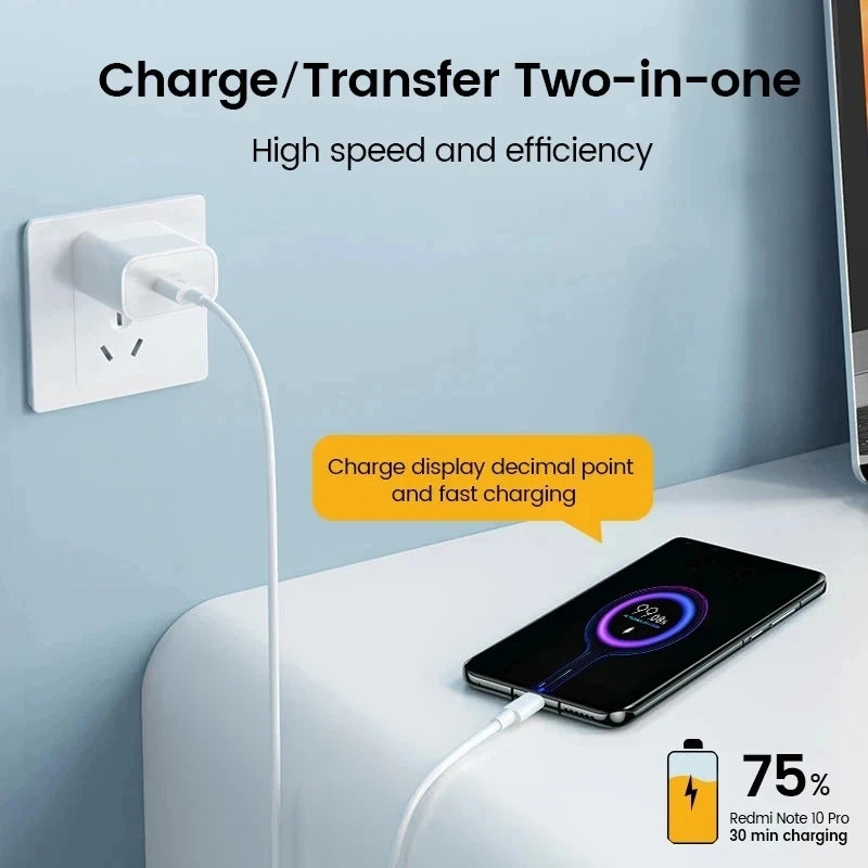 Fast Charger Cable for Xiaomi 11 12 Lite 13T Redmi Note 10 11T 12T 13 POCO X3 X4 F4 Quick Charging Type C USB Cable