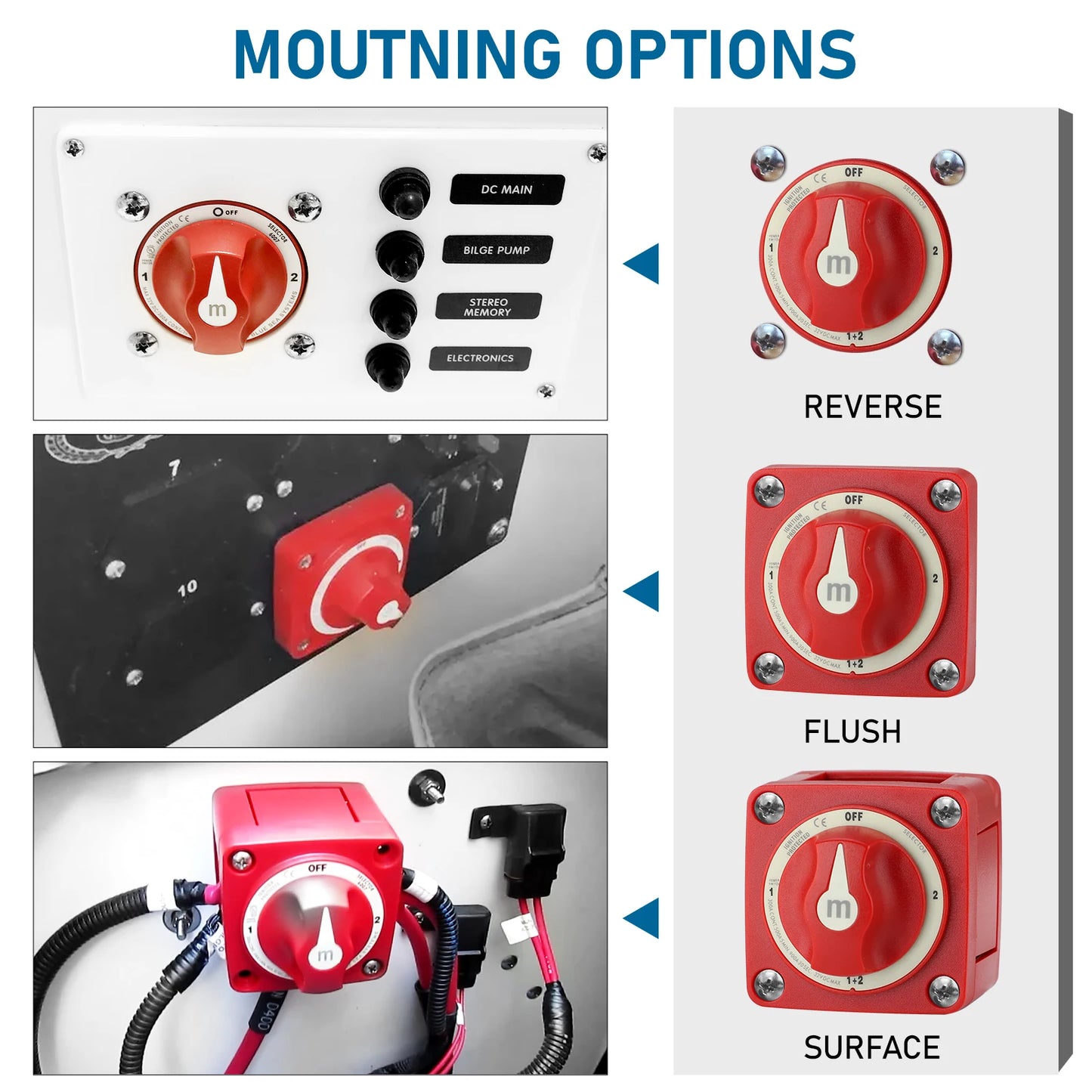 2 3 4 Position Battery Mass Switch Cut Single Dual  M-Series Marine Boat 12-48V 100-300A Heavy Duty Isolator Disconnect Rotary
