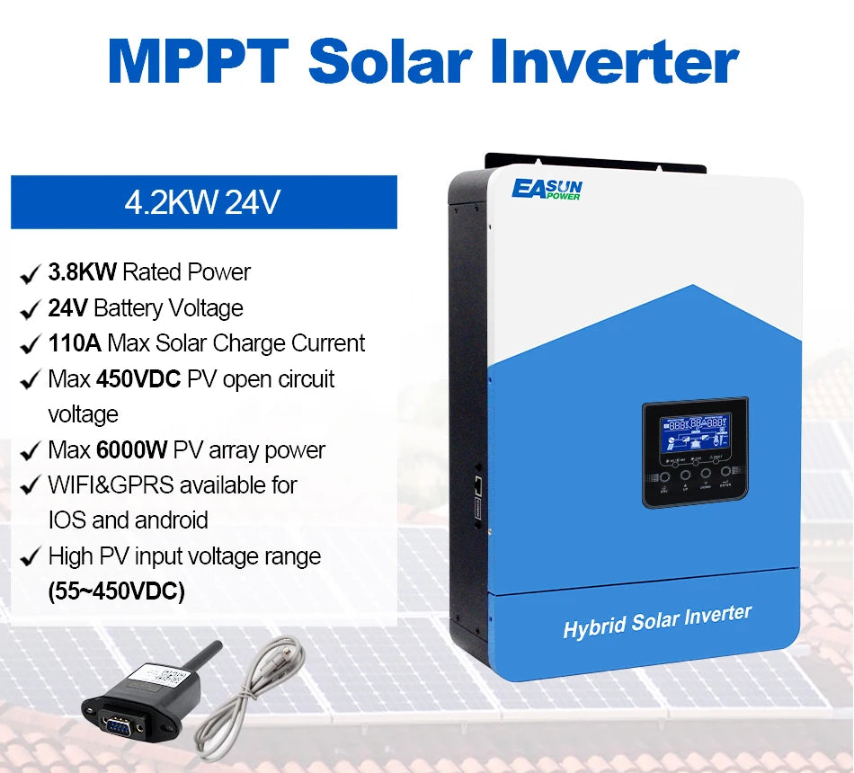 Hybrid Solar Inverter 6.2KW 4.2KW 3.2KW 2.2KW Solar Inverter Controller 12V 24V 48V 120A MPPT Hybrid Inverter with WIFI Off Grid