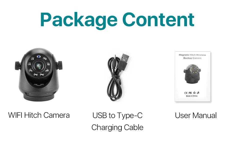 GreenYi 5G WiFi Magnetic Hitch Wireless Rear View Camera Night Vision Rechargeable for Trailer RV Truck for iPhone Android